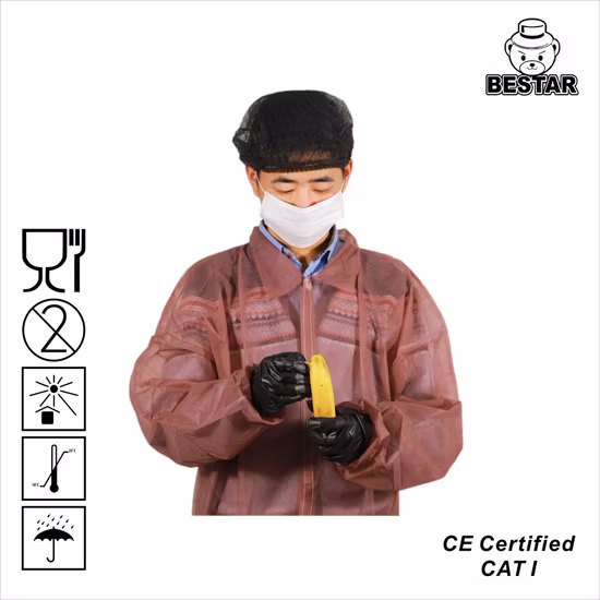 China PP visitante abrigo laboratorio chaqueta desechable Spp no ​​tejido Bouse de un solo uso